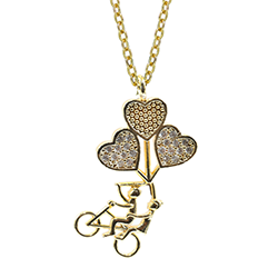 COLLIER AURELIE AVEC PENDENTIF EN 3 COURS ET 2 CYCLISTES