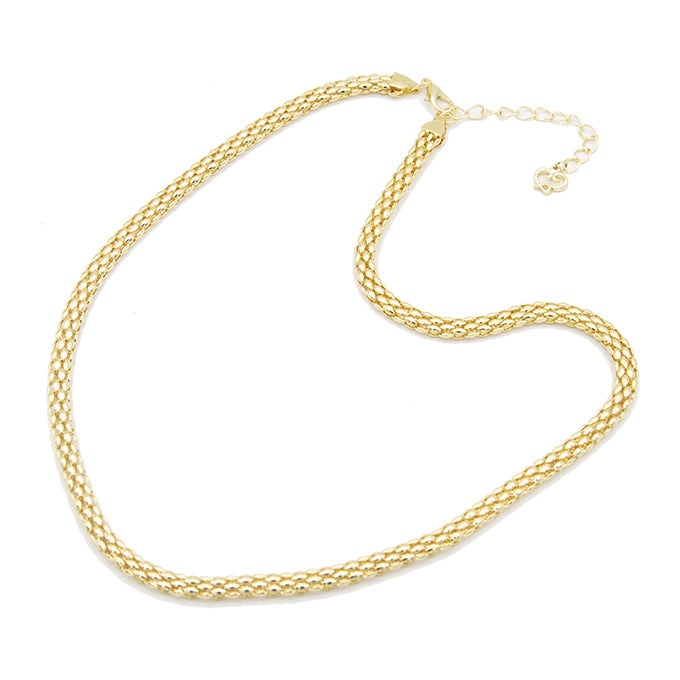 COLLIER CATALIAH DORE A MAILLES ACEREES TISSEES, AVEC LOGO EVY LAURE