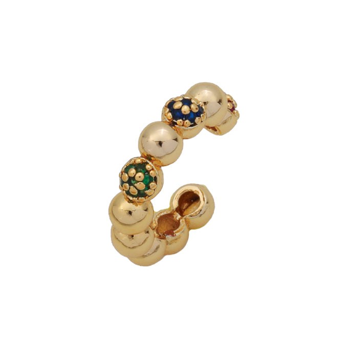 ANNEAU DE AMBRE DE L'OREILLE AMBRE A 11 BOULES DORE