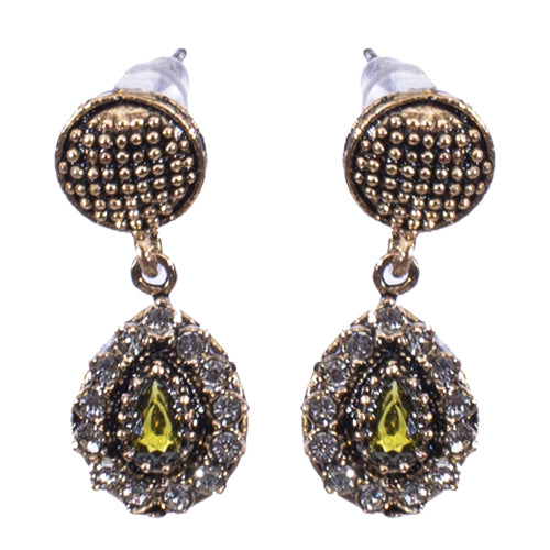 BOUCLES D'OREILLES SEDA EN BRONZE A PIERRE NATURELLE VERT CLAIR A FORME D'AMANDE