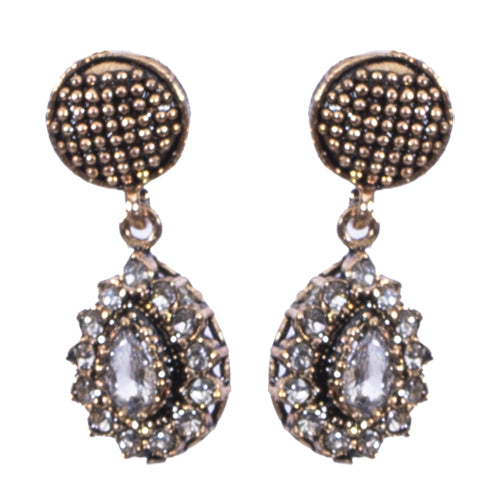 BOUCLES D'OREILLES SEDA EN BRONZE A PIERRE NATURELLE TYPE DIAMANT A FORME D'AMANDE