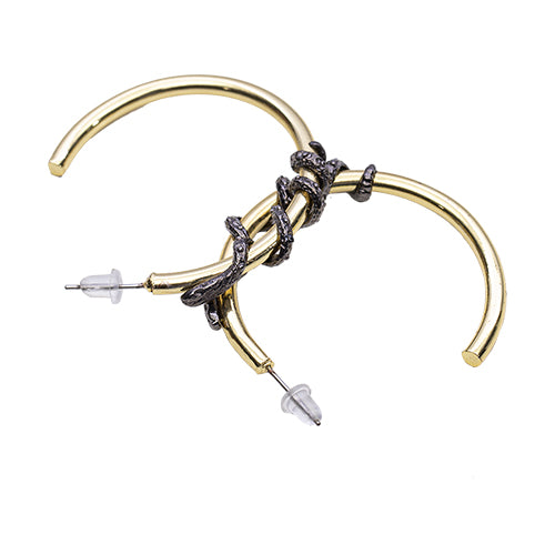 BOUCLES D'OREILLES MURIEL EN BRONZE DORÉ/DARK