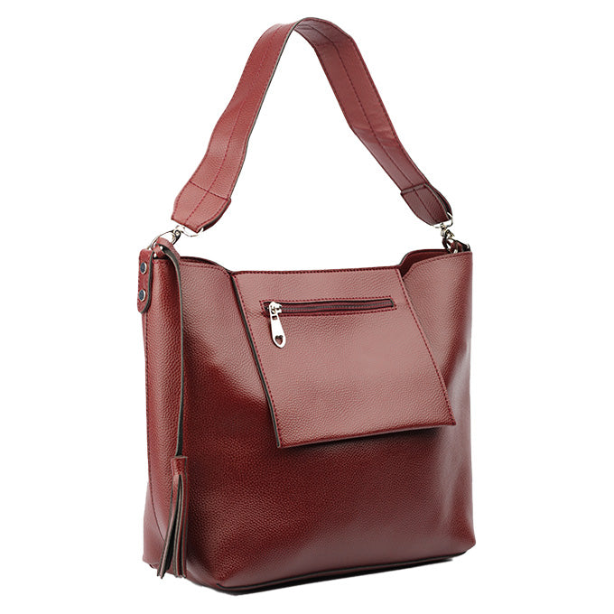 SAC A MAIN FLAVIANA EN CUIR BORDEAUX