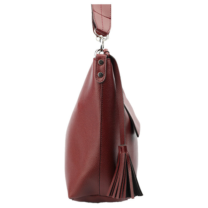 SAC A MAIN FLAVIANA EN CUIR BORDEAUX