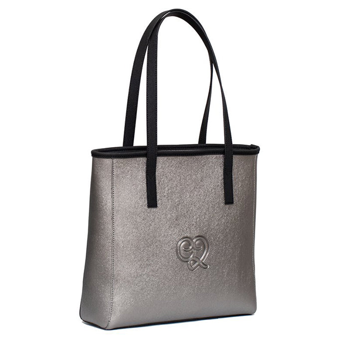 SAC A MAIN ET EPAULE MELIAME EN CUIR ARGENTE