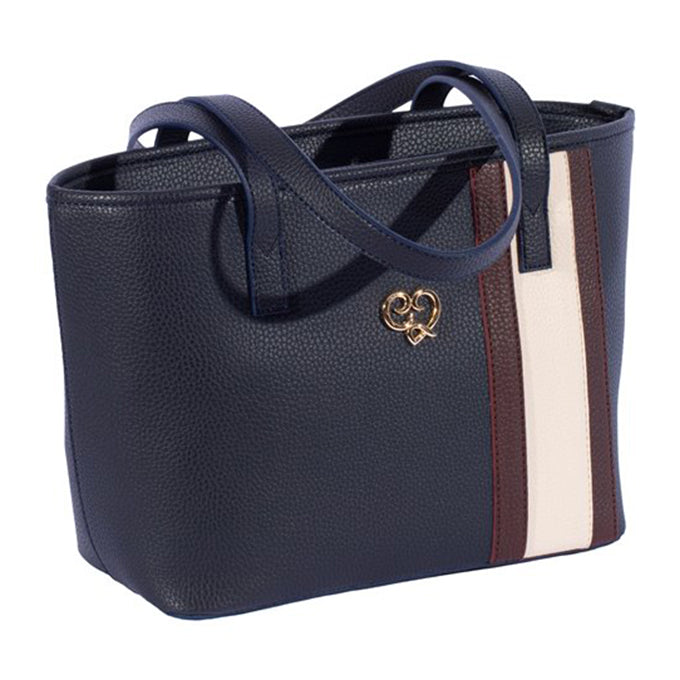 SAC A MAIN ET EPAULE KELEM EN CUIR BLEU MARINE - BORDEAUX - BEIGE