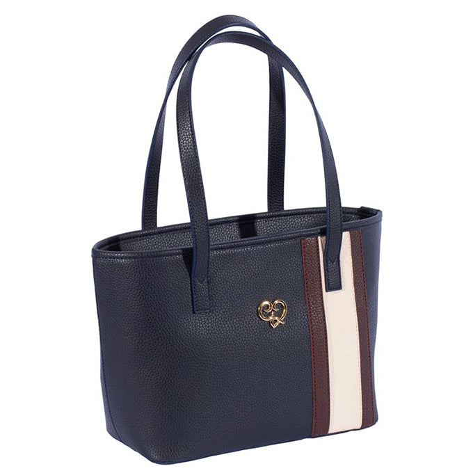 SAC A MAIN ET EPAULE KELEM EN CUIR BLEU MARINE - BORDEAUX - BEIGE