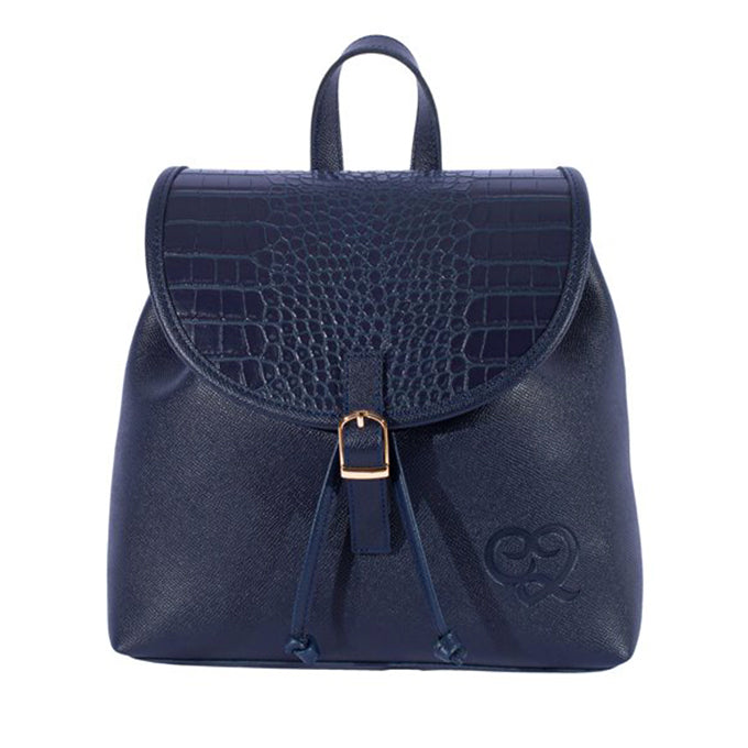 SAC A DOS –A MAINS – A BANDOULIERE AYANAH EN CUIR BLEU FONCE/LAQUE