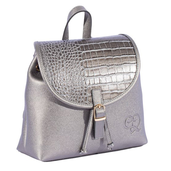 SAC A DOS –A MAINS – A BANDOULIERE AYANAH EN CUIR ARGENTE/ARGENTE