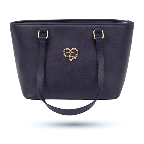 SAC A MAIN ET A EPAULE MOREMI EN CUIR BLEU MARINE