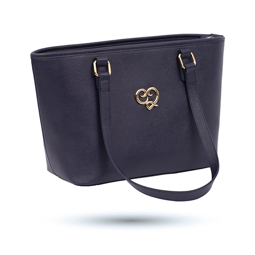 SAC A MAIN ET A EPAULE MOREMI EN CUIR BLEU MARINE