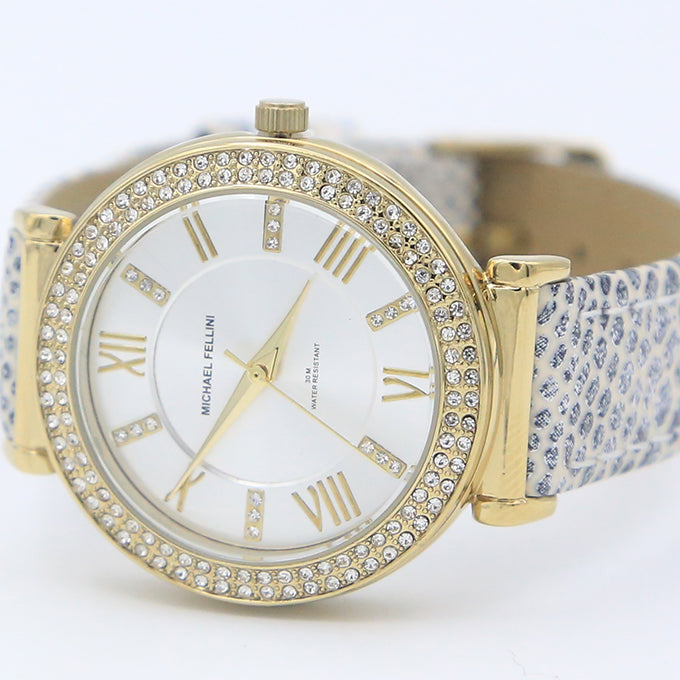 MONTRE LUXY DORE AVEC MANCHES EN CUIR POUR FEMME
