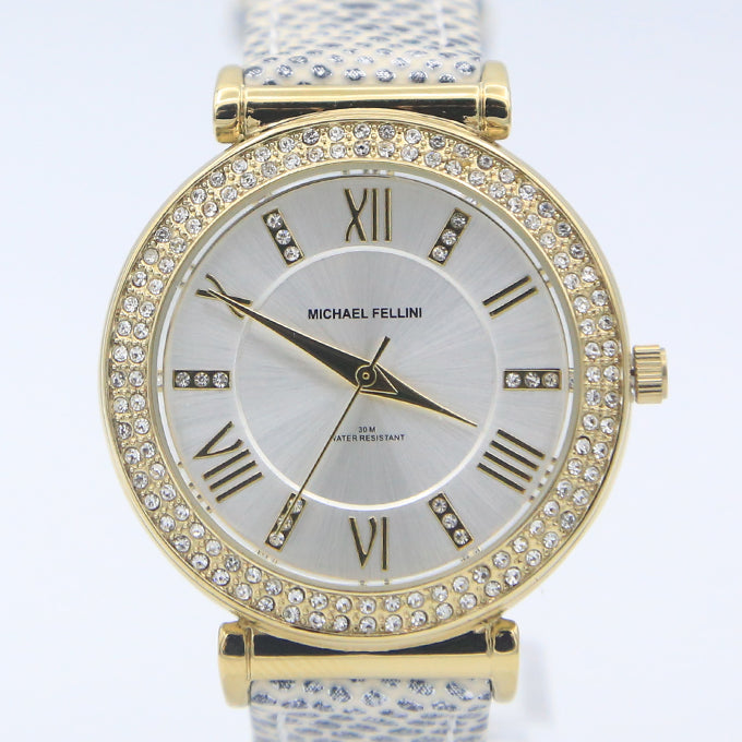 MONTRE LUXY DORE AVEC MANCHES EN CUIR POUR FEMME
