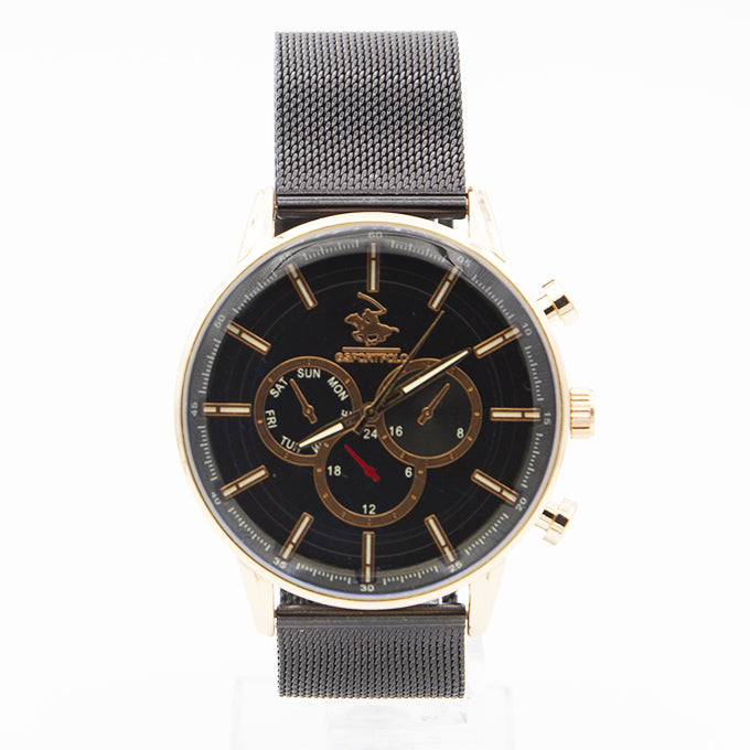 MONTRE POLO P0007 DORE NOIR POUR HOMME.