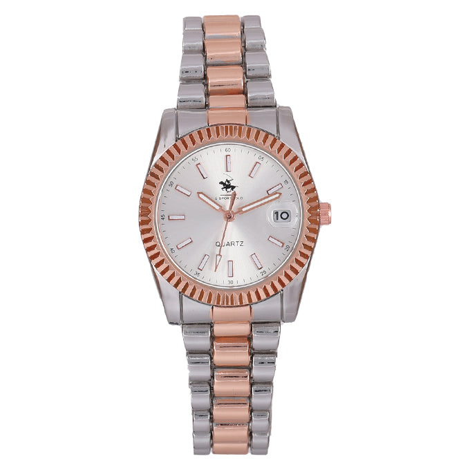 MONTRE POLO P0055 DORE ARGENTE. CAD DORE, INT ARGENTE A DATIER. GM ROLEX.