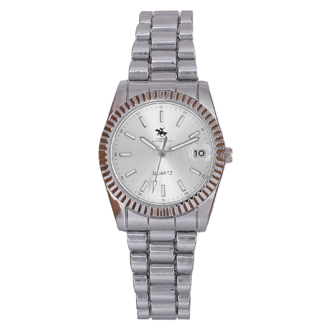 MONTRE POLO P0055 ARGENTE. CAD ARGENTE, INT ARGENTE A DATIER. GM ROLEX.