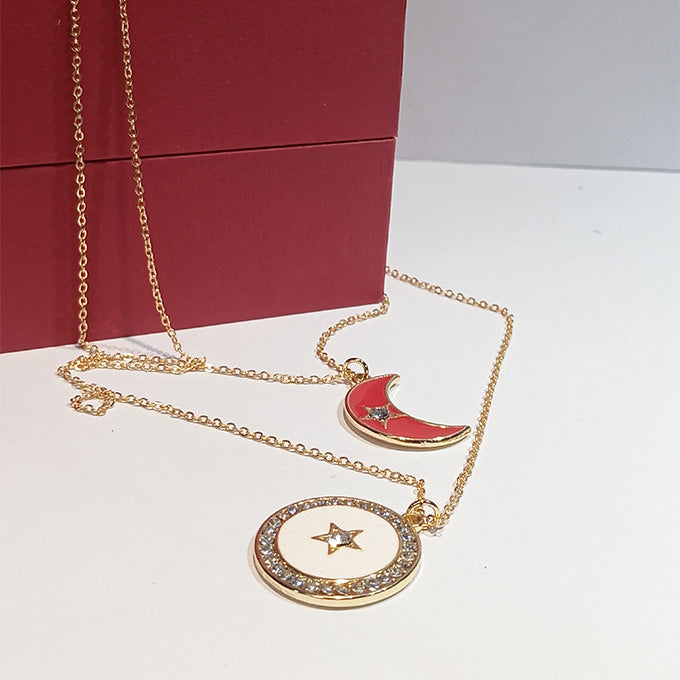 COLLIER ELVIRA A LUNE ROUGE