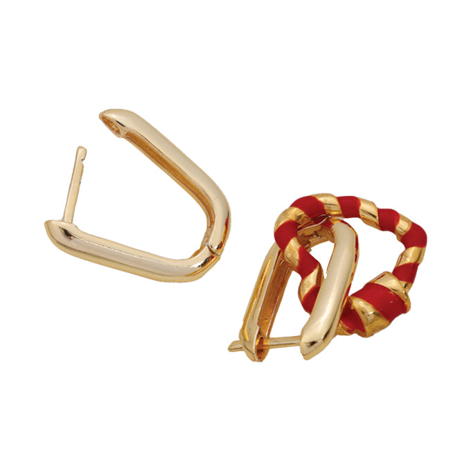 BOUCLE D'OREILLE UMA DORE ROUGE.