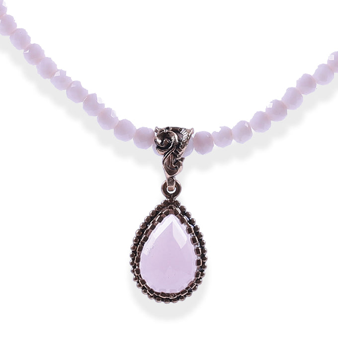 Collier Leyna en bronze perlé rose