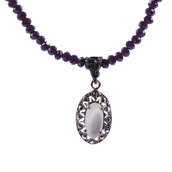 Collier  Leyna en bronze perlé violet