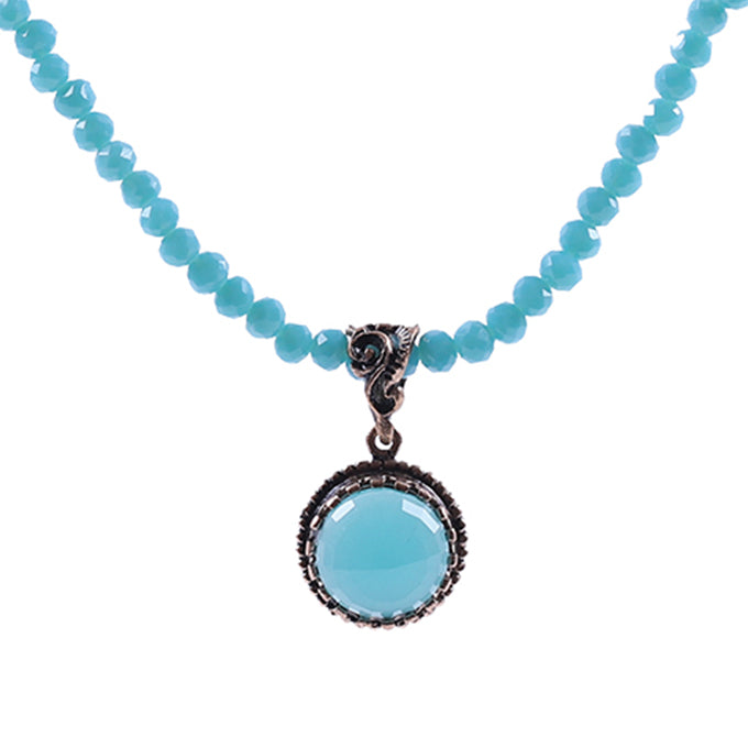 Collier  Leyna en bronze perlé turquois