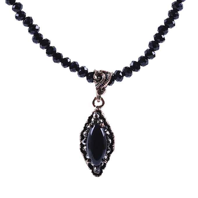 Collier Leyna en bronze perlé noir