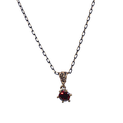 COLLIER NANOR A PIERRE NATURELLE ROUGE FONCÉ