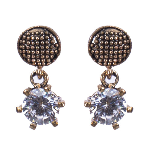 BOUCLES D'OREILLES NANOR EN BRONZE A PIERRE NATURELLE TYPE DIAMANT