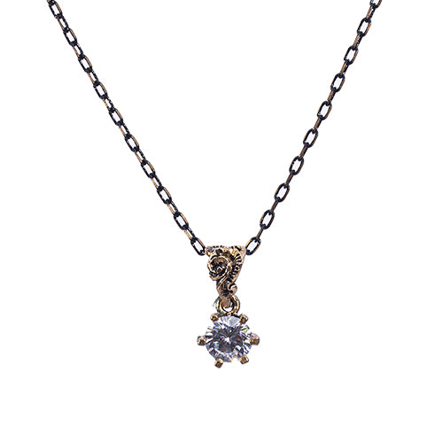 COLLIER NANOR EN BRONZE A PIERRE NATURELLE TYPE DIAMANT