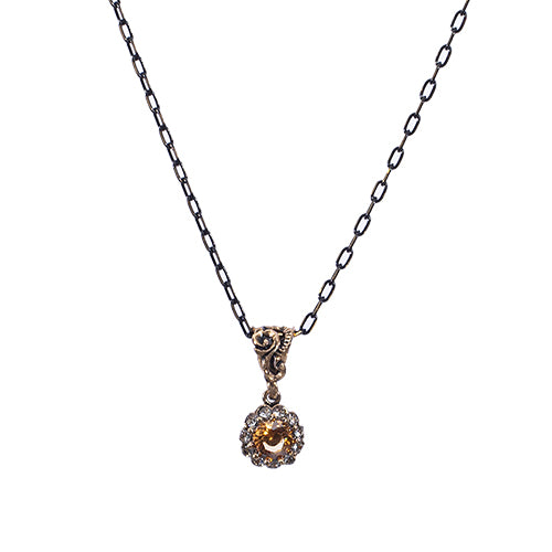 COLLIER YEVA EN BRONZE A PIERRE NATURELLE ROUGE CIRCULAIRE