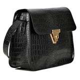 SAC A MAIN ADELYNN EN CUIR CROCO NOIR