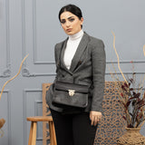 SAC A MAIN ADELYNN EN CUIR CROCO NOIR