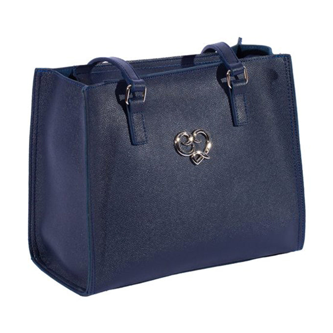 SAC A MAIN SAVERIA EN CUIR BLEU MARINE