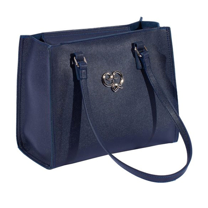 SAC A MAIN SAVERIA EN CUIR BLEU MARINE