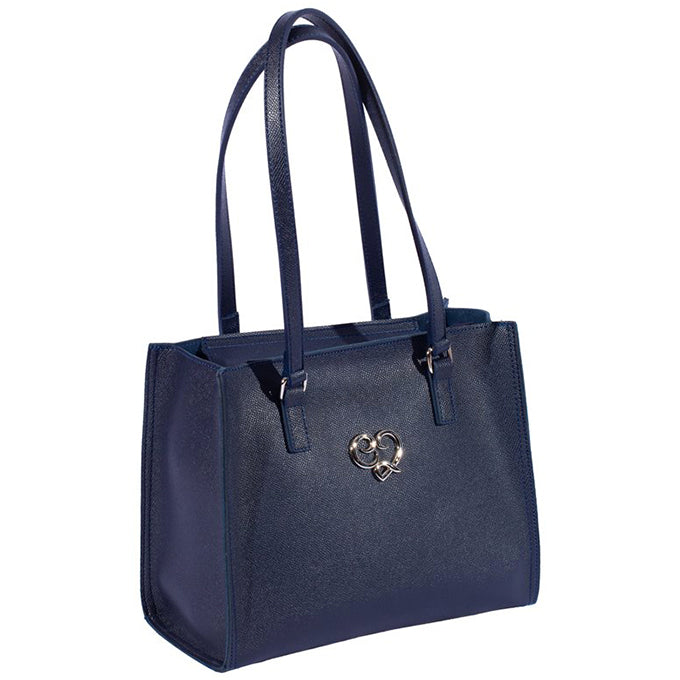 SAC A MAIN SAVERIA EN CUIR BLEU MARINE