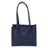 SAC A MAIN SAVERIA EN CUIR BLEU MARINE
