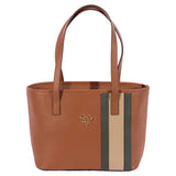 SAC A MAIN ET EPAULE KELEM EN CUIR MARRON TABAC - VERT - GRIS