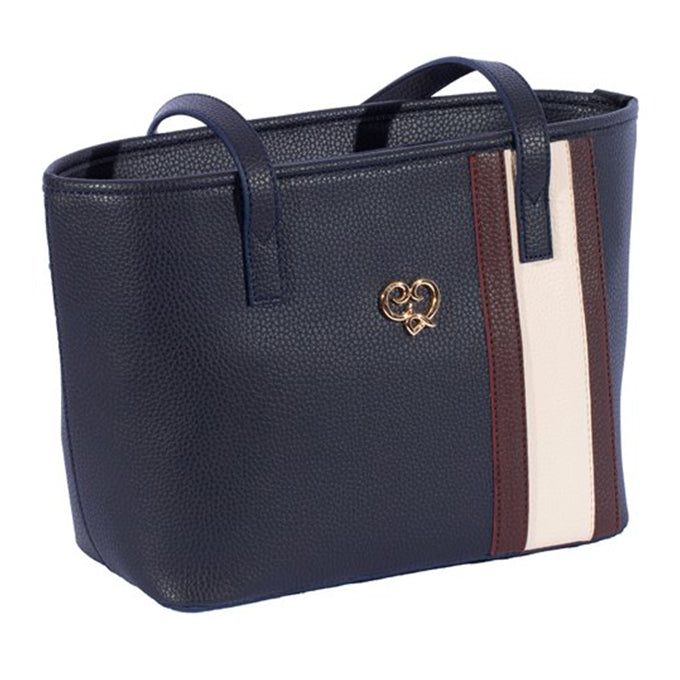 SAC A MAIN ET EPAULE KELEM EN CUIR BLEU MARINE - BORDEAUX - BEIGE