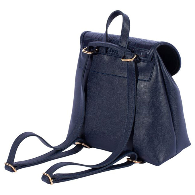 SAC A DOS –A MAINS – A BANDOULIERE AYANAH EN CUIR BLEU FONCE/LAQUE