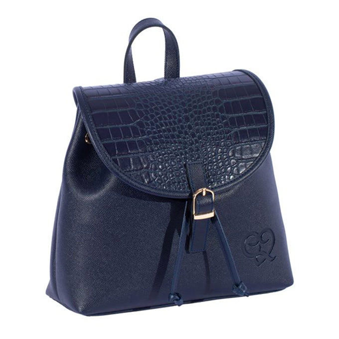 SAC A DOS –A MAINS – A BANDOULIERE AYANAH EN CUIR BLEU FONCE/LAQUE