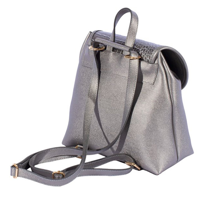 SAC A DOS –A MAINS – A BANDOULIERE AYANAH EN CUIR ARGENTE/ARGENTE