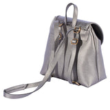 SAC A DOS –A MAINS – A BANDOULIERE AYANAH EN CUIR ARGENTE/ARGENTE