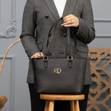 SAC A MAIN ET A EPAULE MOREMI EN CUIR NOIR