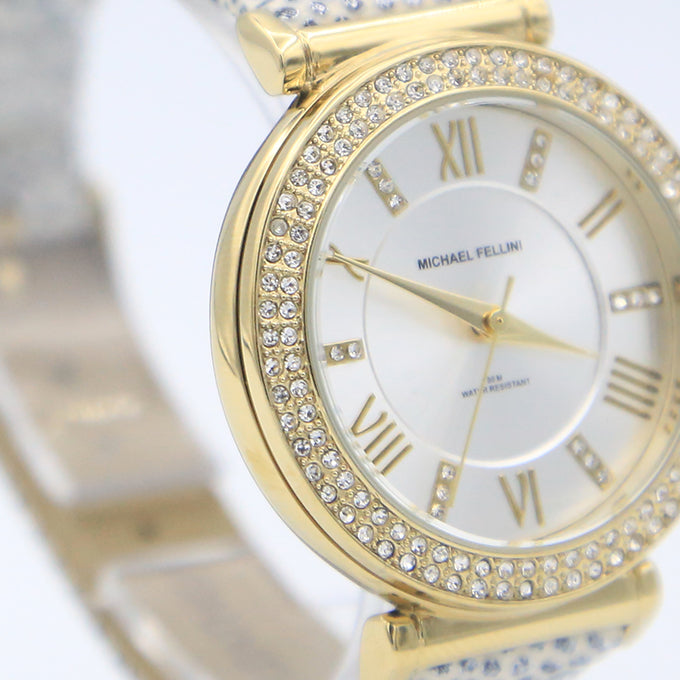 MONTRE LUXY DORE AVEC MANCHES EN CUIR POUR FEMME