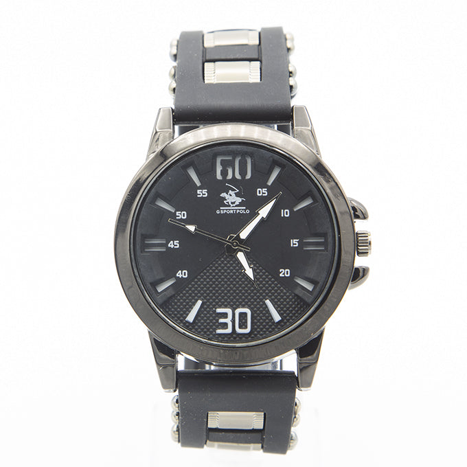 MONTRE POLO P0002 POUR HOMME NOIR ECRITS BLANC