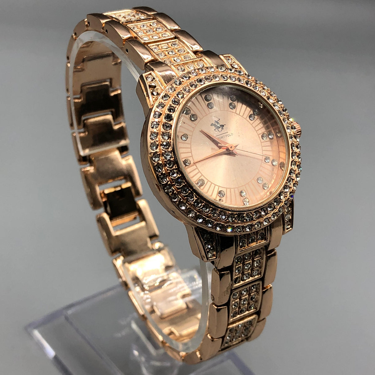 MONTRE POLO P0050 CUIVRE AUX STRASS. CAD CUIVRE INT CUIVRE.