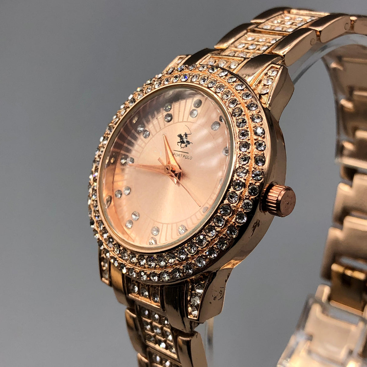MONTRE POLO P0050 CUIVRE AUX STRASS. CAD CUIVRE INT CUIVRE.